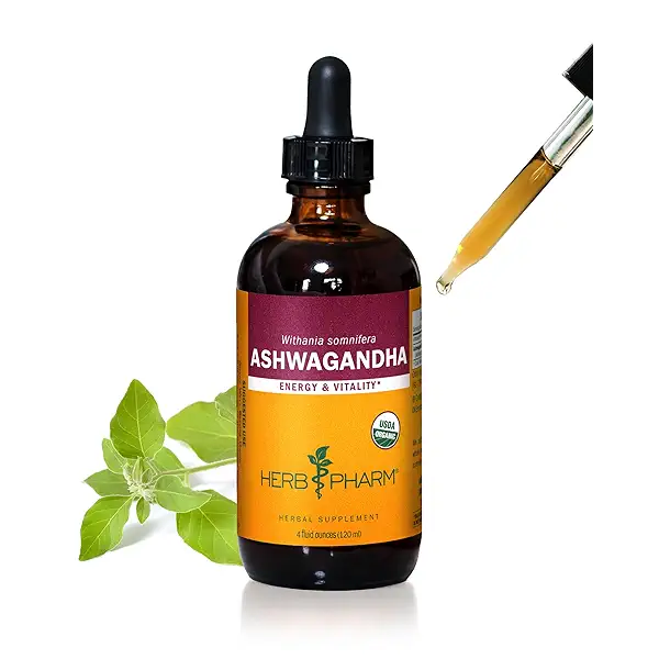 Herb Pharm Ashwagandha Liquid Extract: Organic, Calming Ayurvedic Adaptogen, Traditional Stress Support Supplement, Fast-Absorbing & Sugar-Free Ashwagandha Tincture, Up to ~12 Week Supply, 4 oz* 1