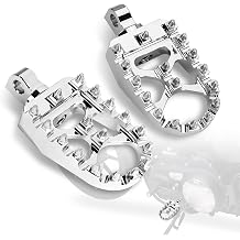 Motorcycle Foot Pegs Offroad CNC Wide Footpeg Footrest Pedal For Harley Dyna Sportster FLFB FLSTF Iron 883 Softail Street Glide, 360 Degree Rotating MX Chopper Bobber, Chrome