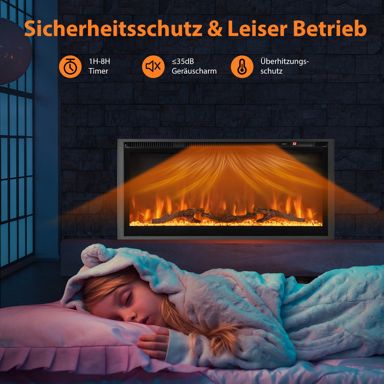 GOPLUS 91 cm Elektrokamin, Elektrischer Wandkamin mit Fernbedienung & Touchscreen, Kaminofen Wand mit 9 Farben Flammeneffekte & 5 einstellbaren Helligkeitsstufen, 750 W/1500 W Heizlüfterfunktion, 36"