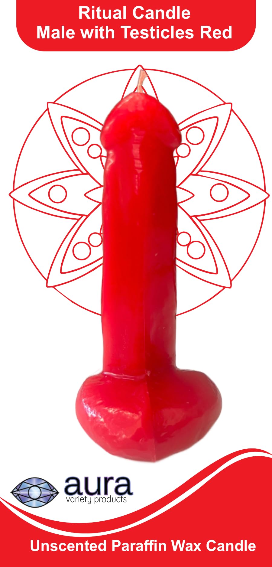 Red Penis Candle with Testicles Vela Roja del Pene con Los Testículos