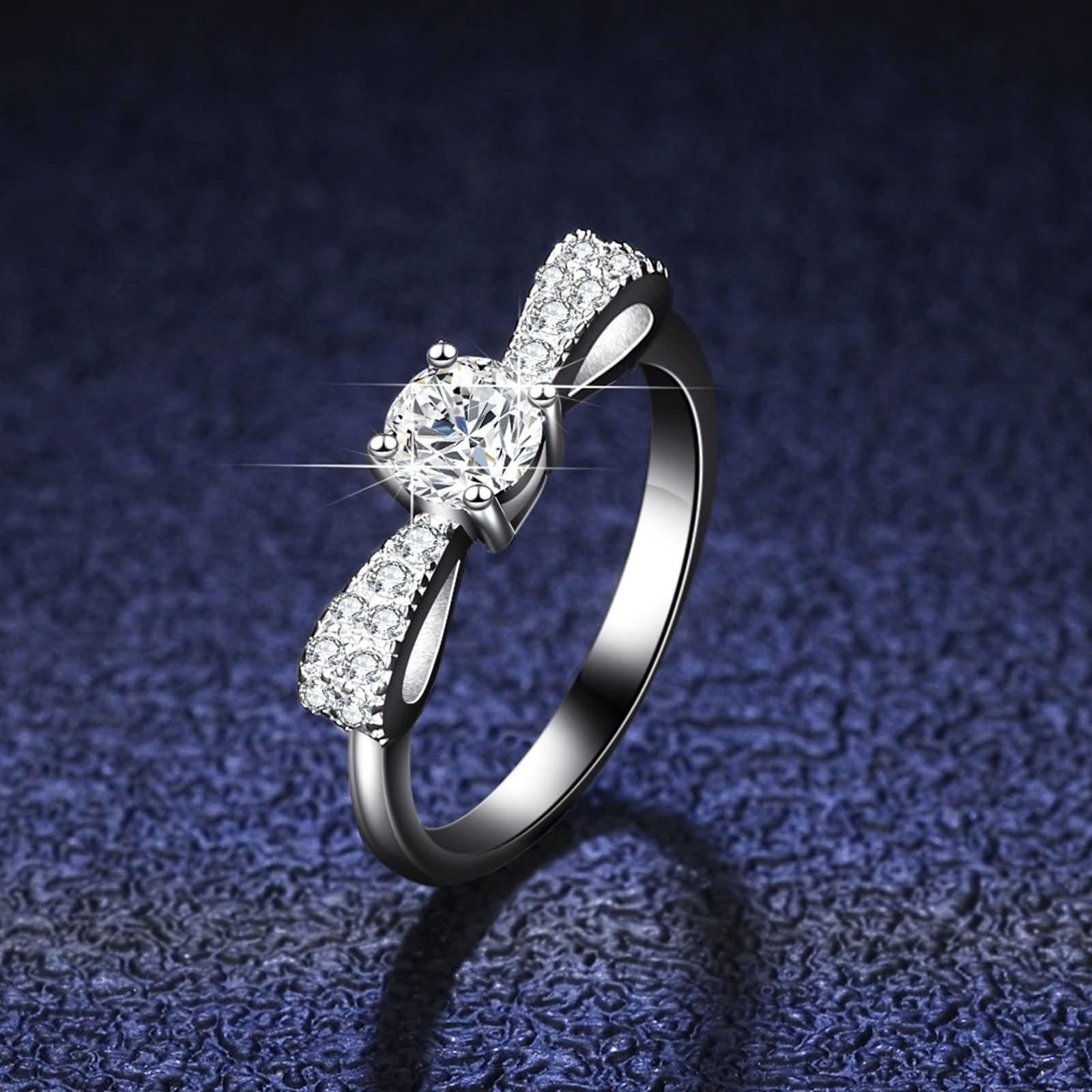 Anillo de oro para mujer, oro blanco, alianzas únicas con moissanite de 0,5 quilates, anillo de boda de oro auténtico para mujer