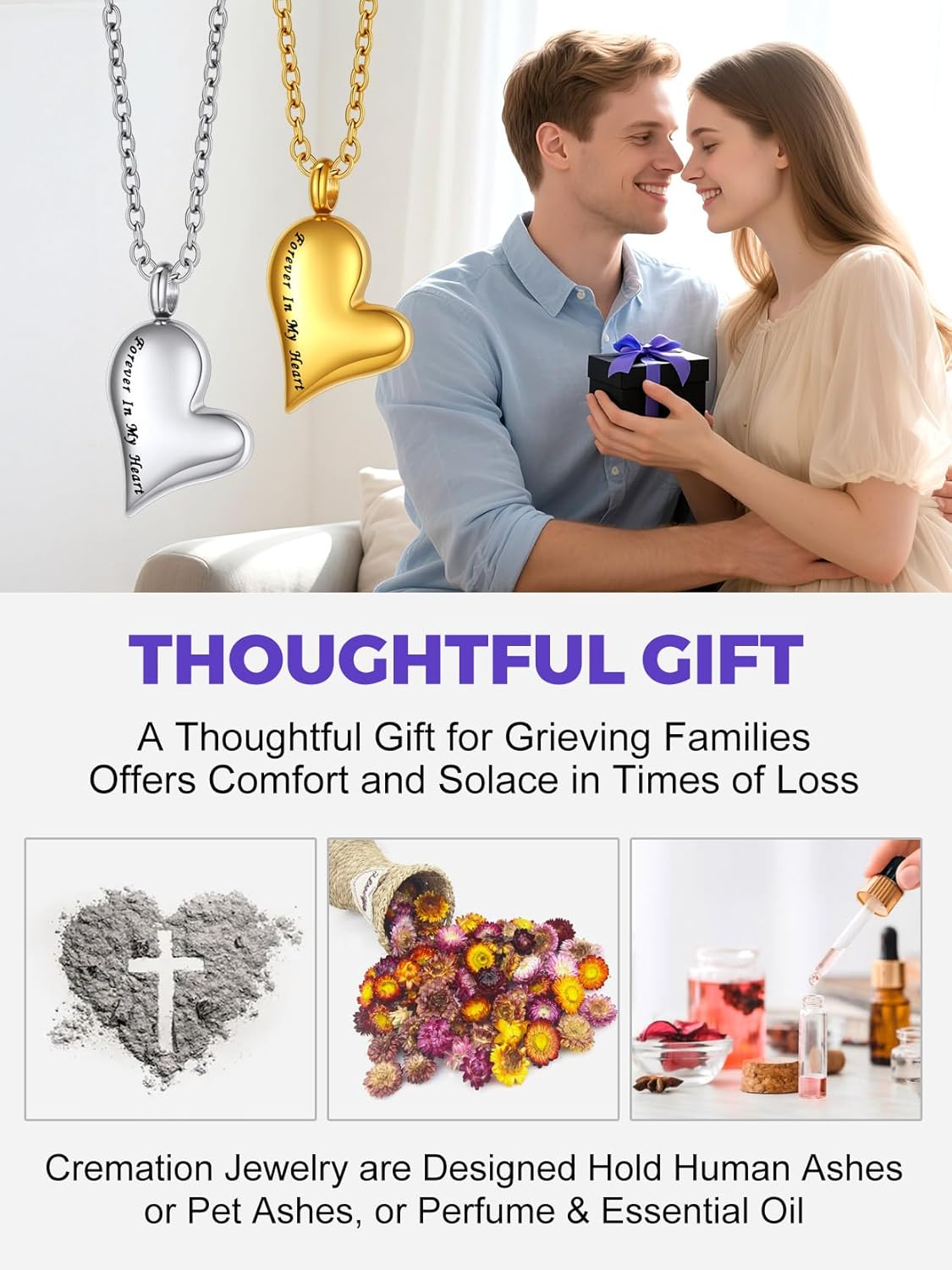 Richsteel Urn Necklaces for Ashes for Women Men Cremation Pendant Necklace for Ashes Stainless Steel Memorial Jewelry - Image 7