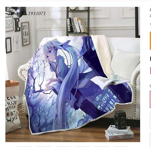 RKZM Anime Hatsune Miku 3D Printed Fleece Blanket for Beds Thick Quilt ceiling Bedspread Sherpa Throw Blanket Adults Kids Bedsure 200 * 150cm