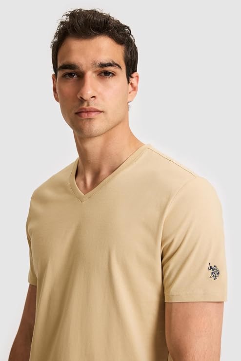 U.S. Polo Assn. Erkek Bej Tişört Basic 50326944-VR011