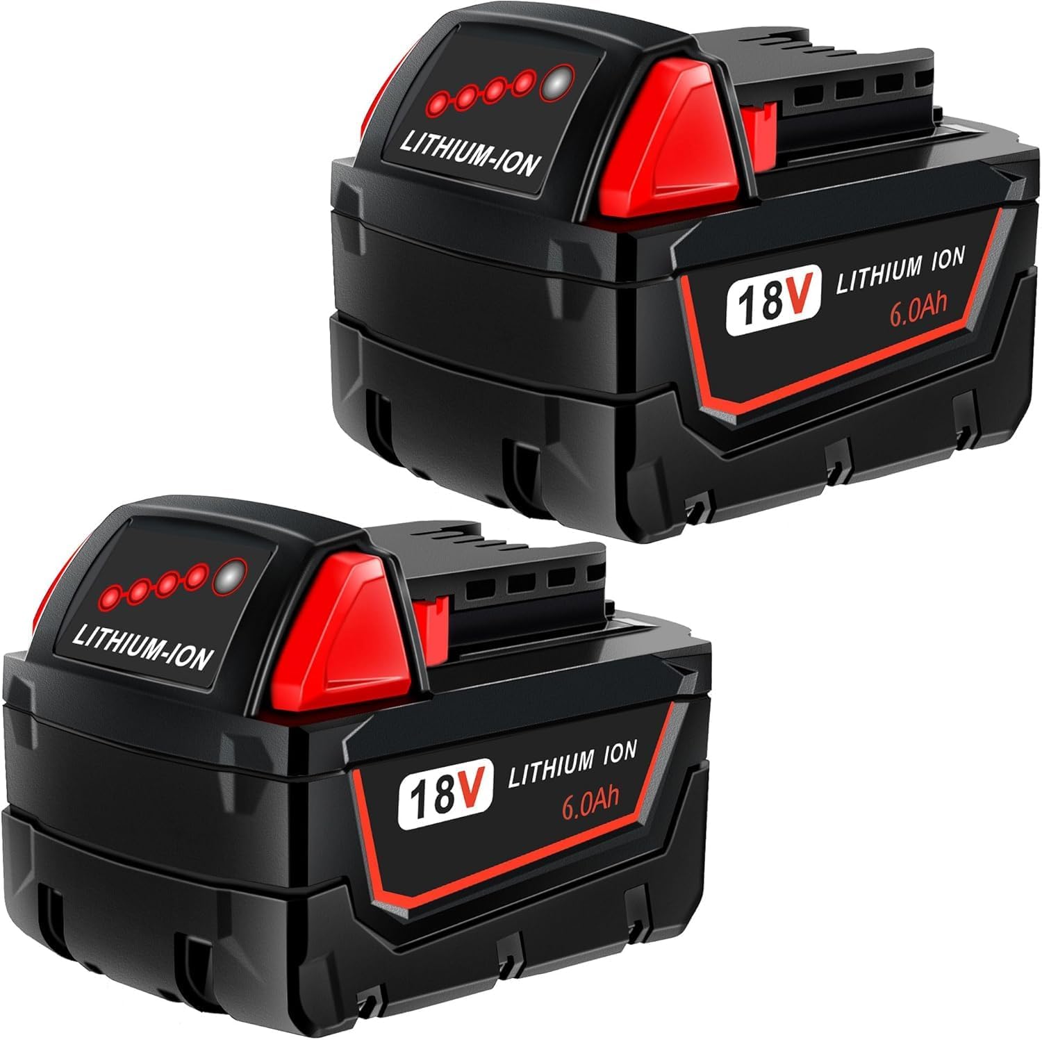 2-Pack 6.0Ah Lithium-Ion Battery Replacement for Milwaukee M18 Battery 48-11-1850 48-11-1860 48-11-1862 48-11-1865 48-11-1830, Compatible with Milwaukee All 18V Cordless Power Tools