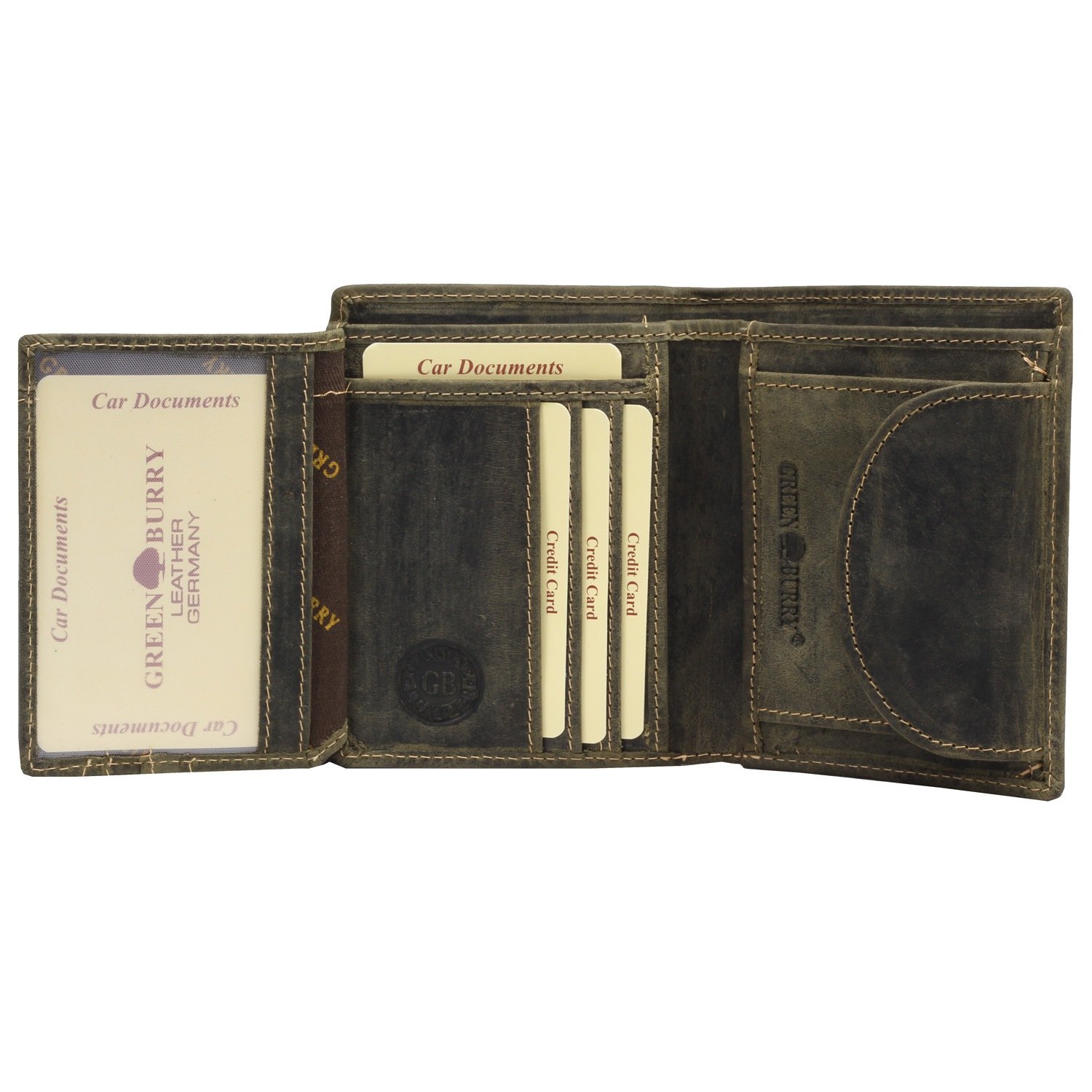 Greenburry Monedero Vintage Animal Collection Wallet Olive Wild Boar Verde Oscuro
