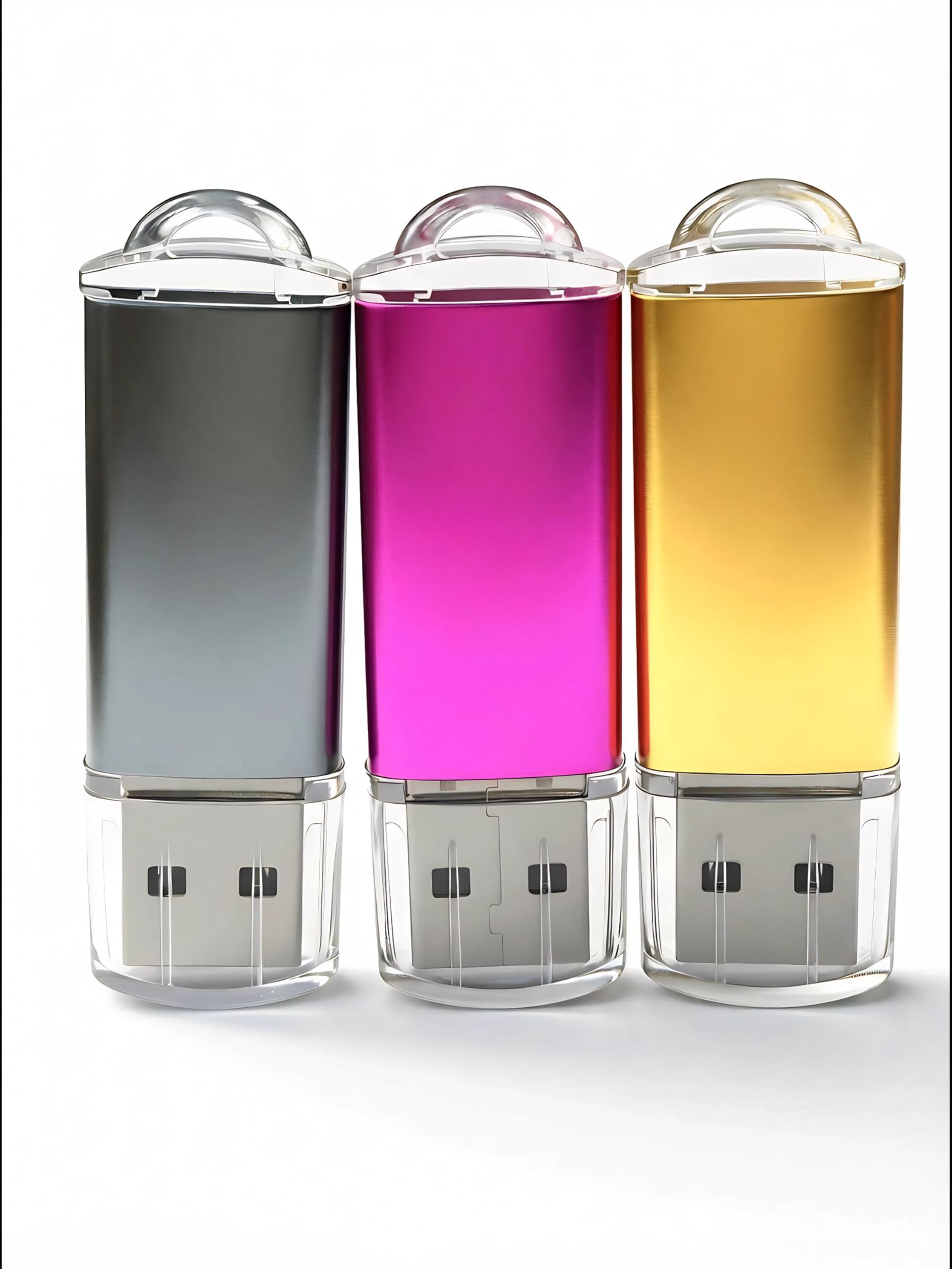 2GB Chiavetta USB 3 Pezzi Pen Drive 2GB WISEORANGE Metallo USB2.0 Unità Memoria USB per PC, Laptop,TV con Luce LED (3 colori)