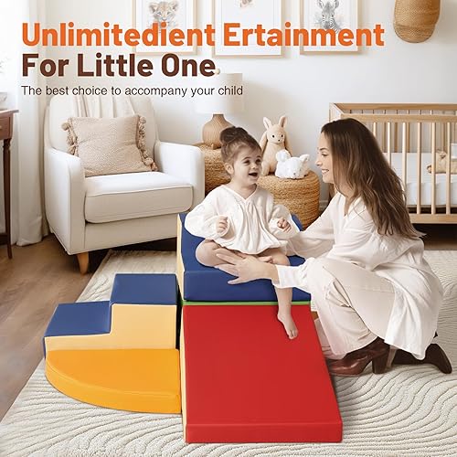 Miniatura 6 de TODIBY Juguetes de escalada de cuero sintético suave de 6 piezas, bloques de escalada de espuma para bebés, estructuras de escalada de gimnasio para