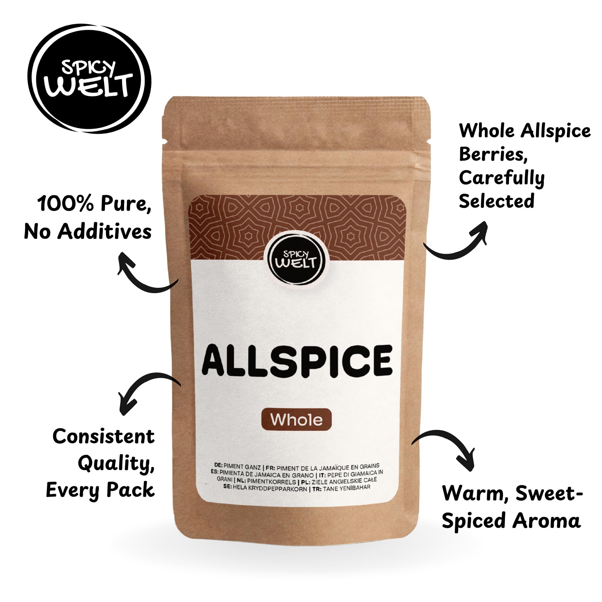 Spicy Welt Ziele Angielskie Całe (250g) – Całe Ziarna do Rosołu, Bigosu, Marynat, Śledzi, Zup & Kiszonek | Korzenne, Ciepłe, Aromatyczne | 100% Naturalne, Bez Dodatków