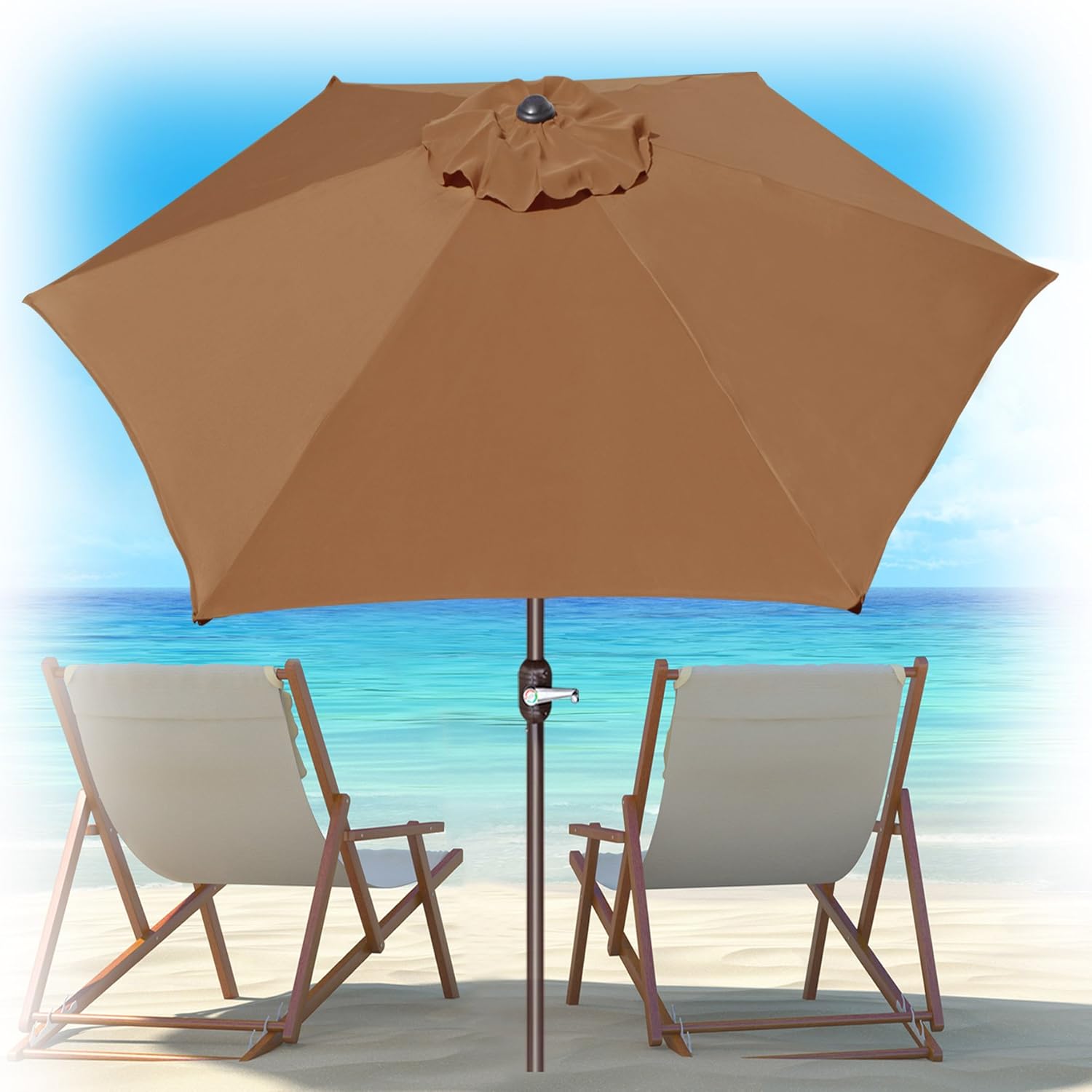 Strong Camel 8' (2.5m) Parasol New Patio Garden Umbrella Sunshade Market Outdoor (Brown)