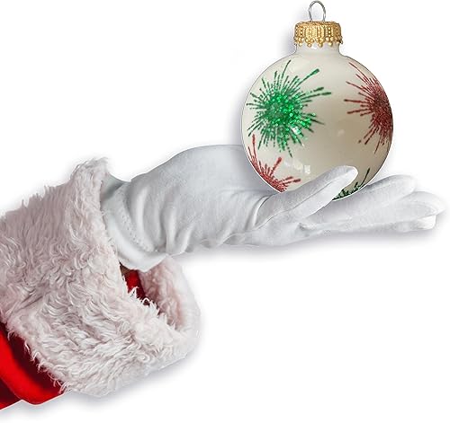 Miniatura 4 de Adornos de cristal para árbol de Navidad 2.638 in2.63 pulgadas 4 piezas esferas decoradas de Christmas By Krebs sin costuras para colgar decoración