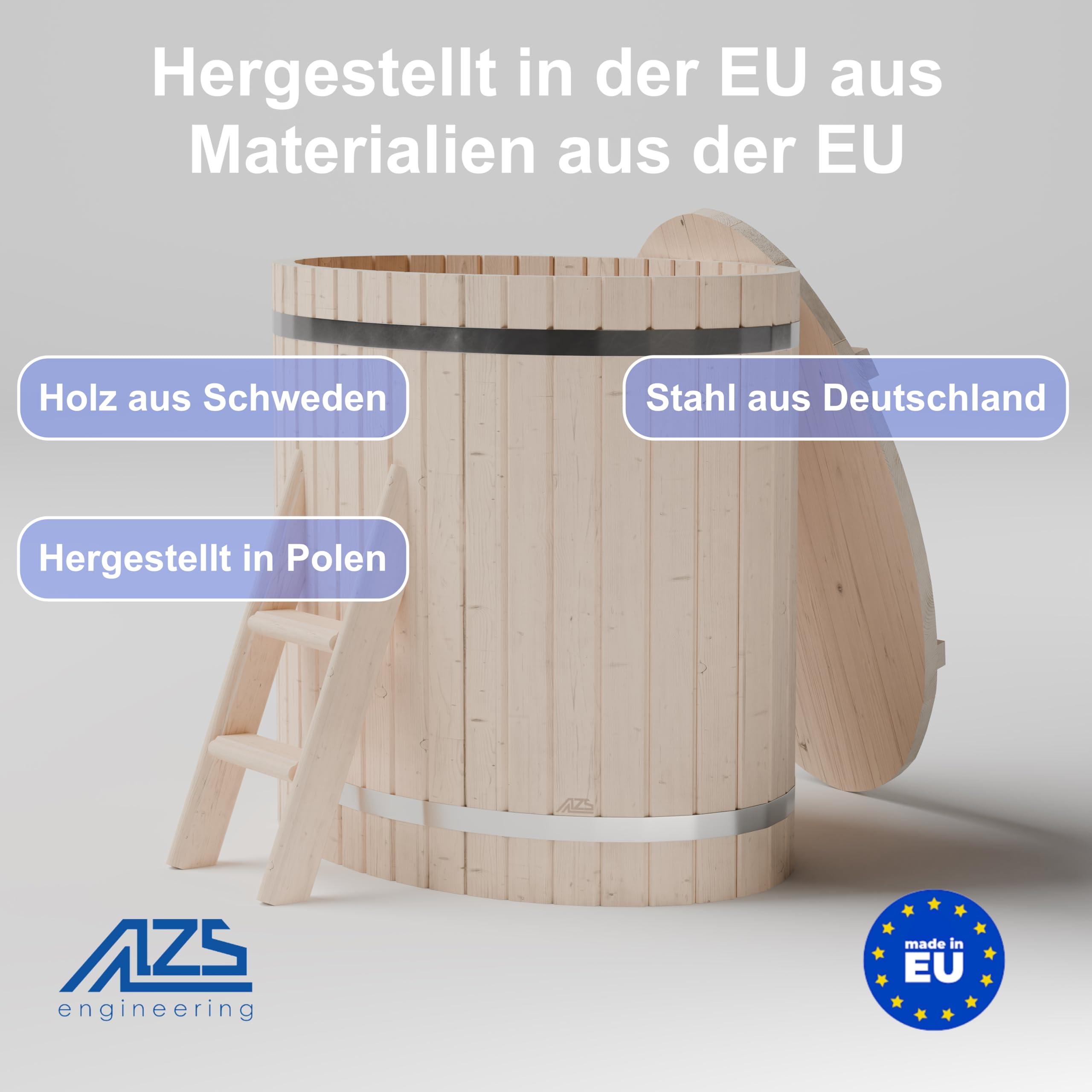 Holzfass zum Eisbaden Cold Tub Eistonne 120 cm Model 1BO
