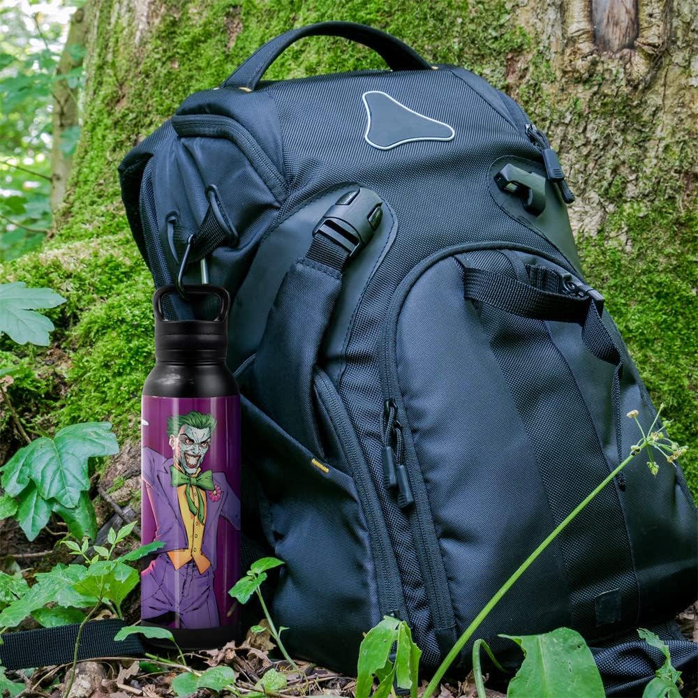 Batman - Logo OFFICIAL Joker Character 24 oz Insulated Canteen Water Bottle, Leak Resistant, Vacuum Insulated Stainless Steel with Loop Cap