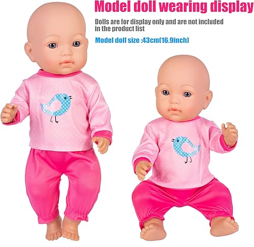 Miniatura 4 de 6 juegos de ropa de muñeca de bebé, accesorios para muñecas de 14 a 16 pulgadas, ropa de muñeca de bebé, vestidos de pijamas para muñecas recién