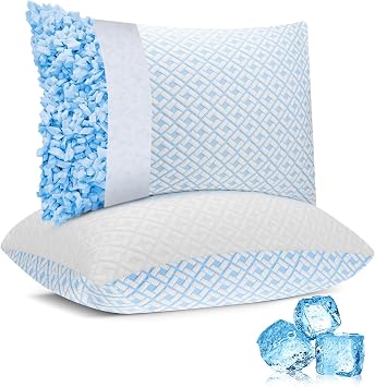 SOMITO Cooling Bed Pillows for Sleeping Shredded Memory Foam Pillows Queen