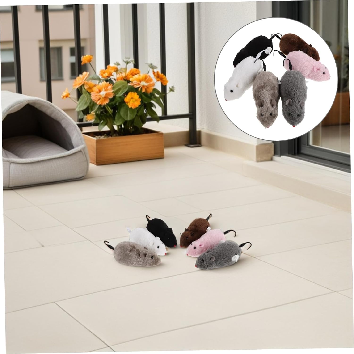 6pcs Wind up Plush Mice Cat with Mechanical Motion and Lightweight Polyester Plastic Material, Realistic Mouse Shape for Indoor Play to Stimulate Hunting Instincts in Cats and Pets