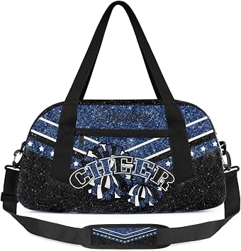 Personalized Cheer Bag for Girls, Custom Name Cheerleader Bag, SportS Gym Duffle for Women Deep Blue