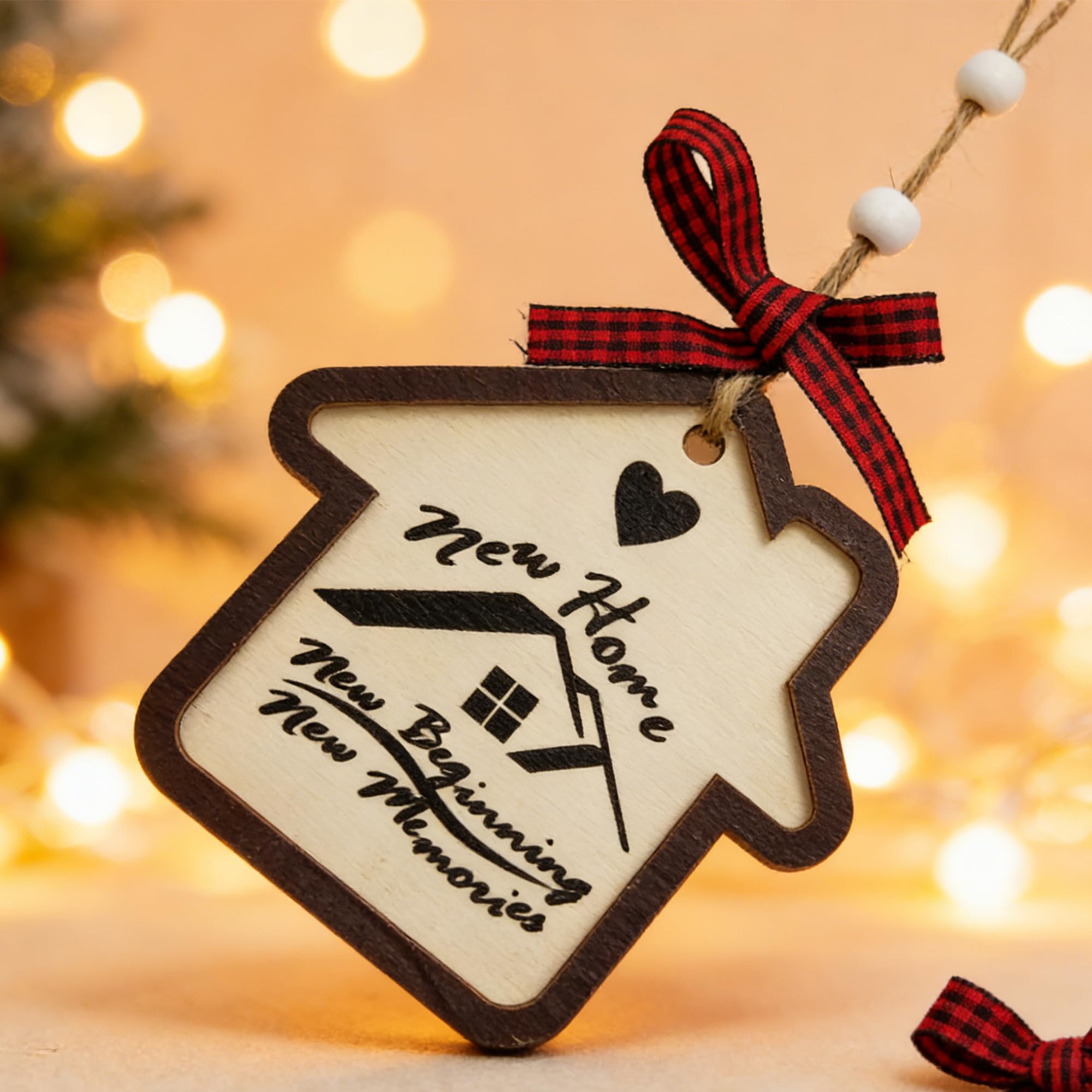 Minwegi Brown First Christmas In New Home 2026 Wooden Hanging Ornament - House Shape Holiday Decoration, Unbreakable Bauble For Tree, Housewarming Gift (10.5Cm)