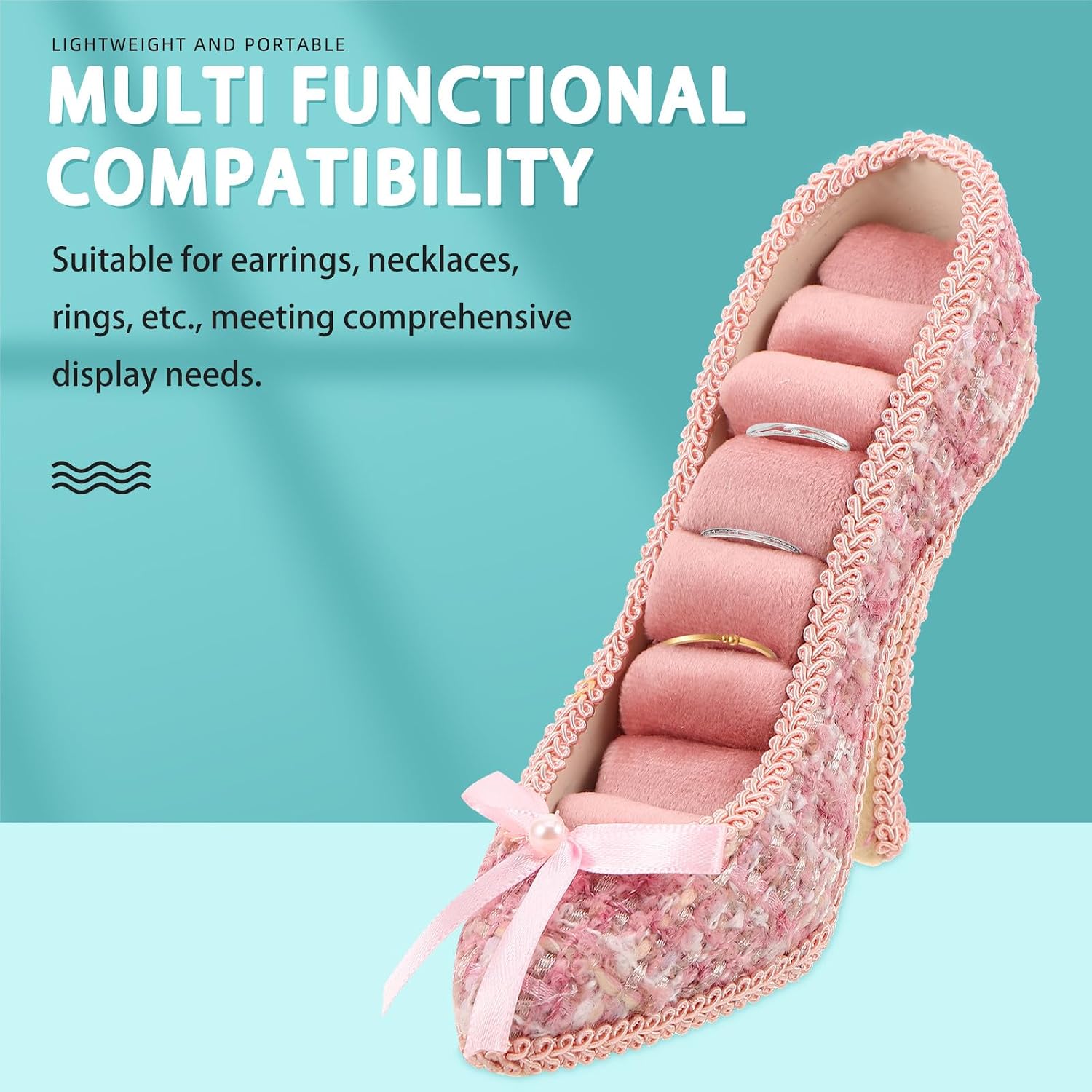 Pink High Heeled Shoe Jewelry Display Stand for Rings, Bracelets image 3