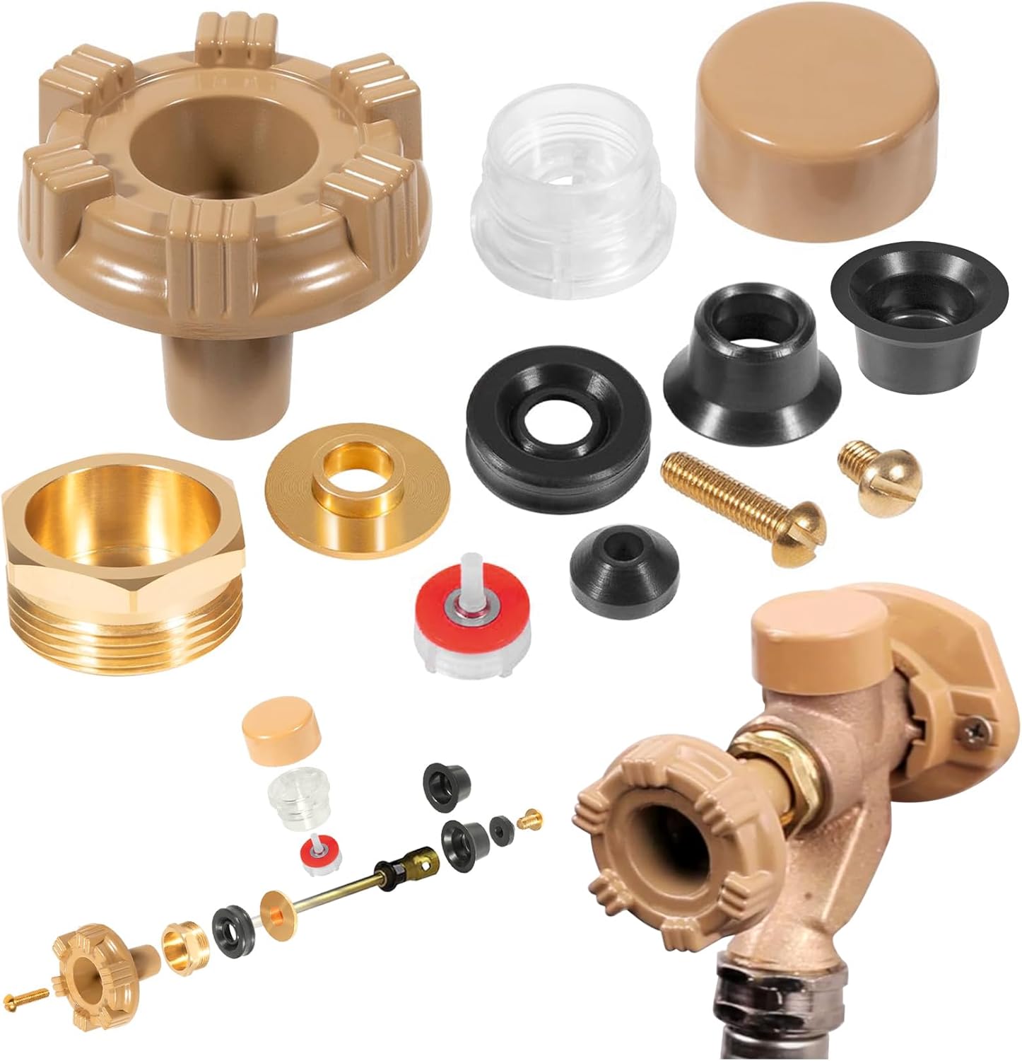 RK-17MH Outside Faucet Repair Kit Metal Handle - Replacement for Woodford Model 17 Outdoor Wall Hydrant, Frost-Free Design, EPDM Packing, 12-Piece Kit
