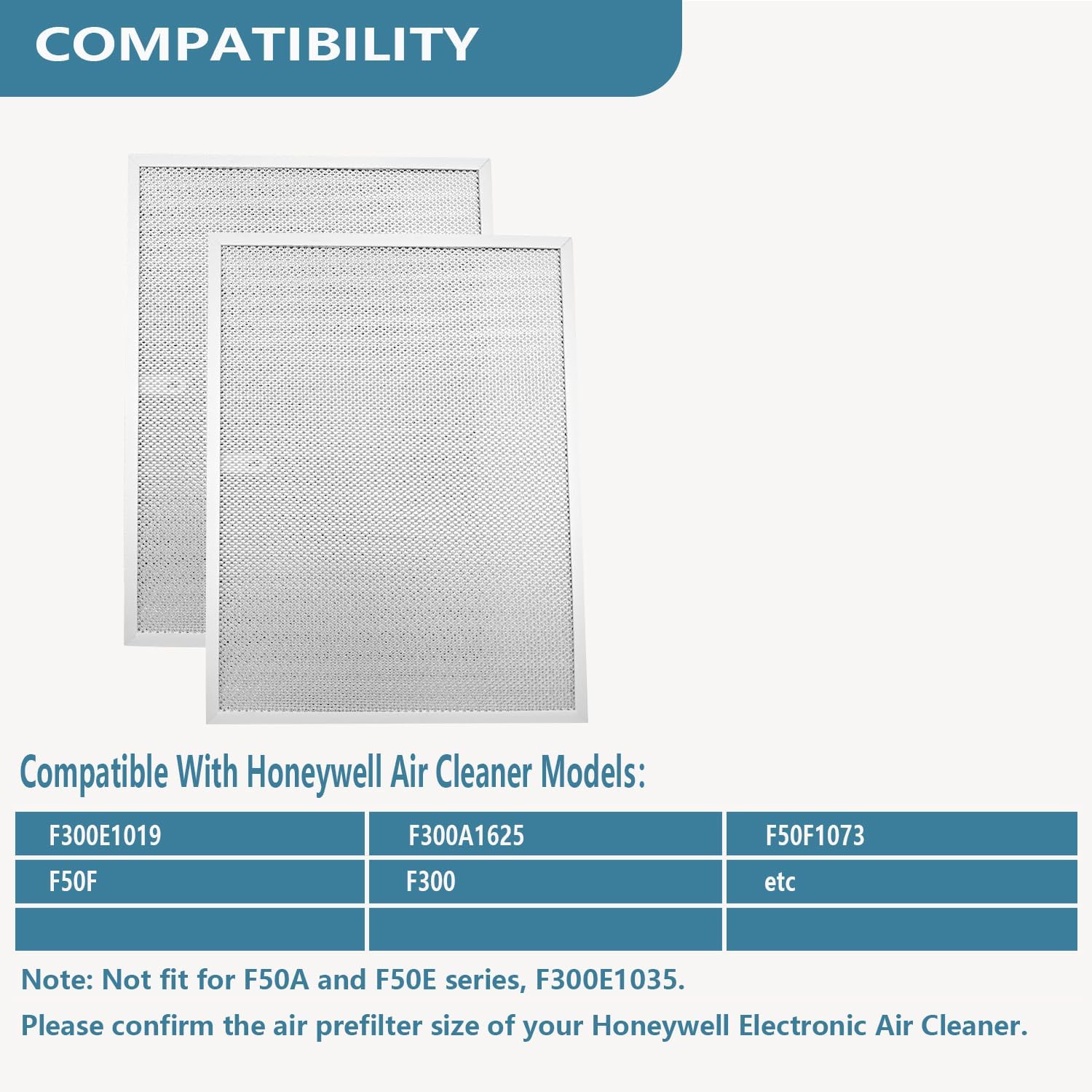 203368 F50F F300E Air Filter Replacement for Honeywell Electronic Air Cleaner 16" x 12.5" Air Pre Filter Replaces F300E1019 F300A1625 F50F1073 Aluminum Mesh Air Pre-Filters 2 Pack