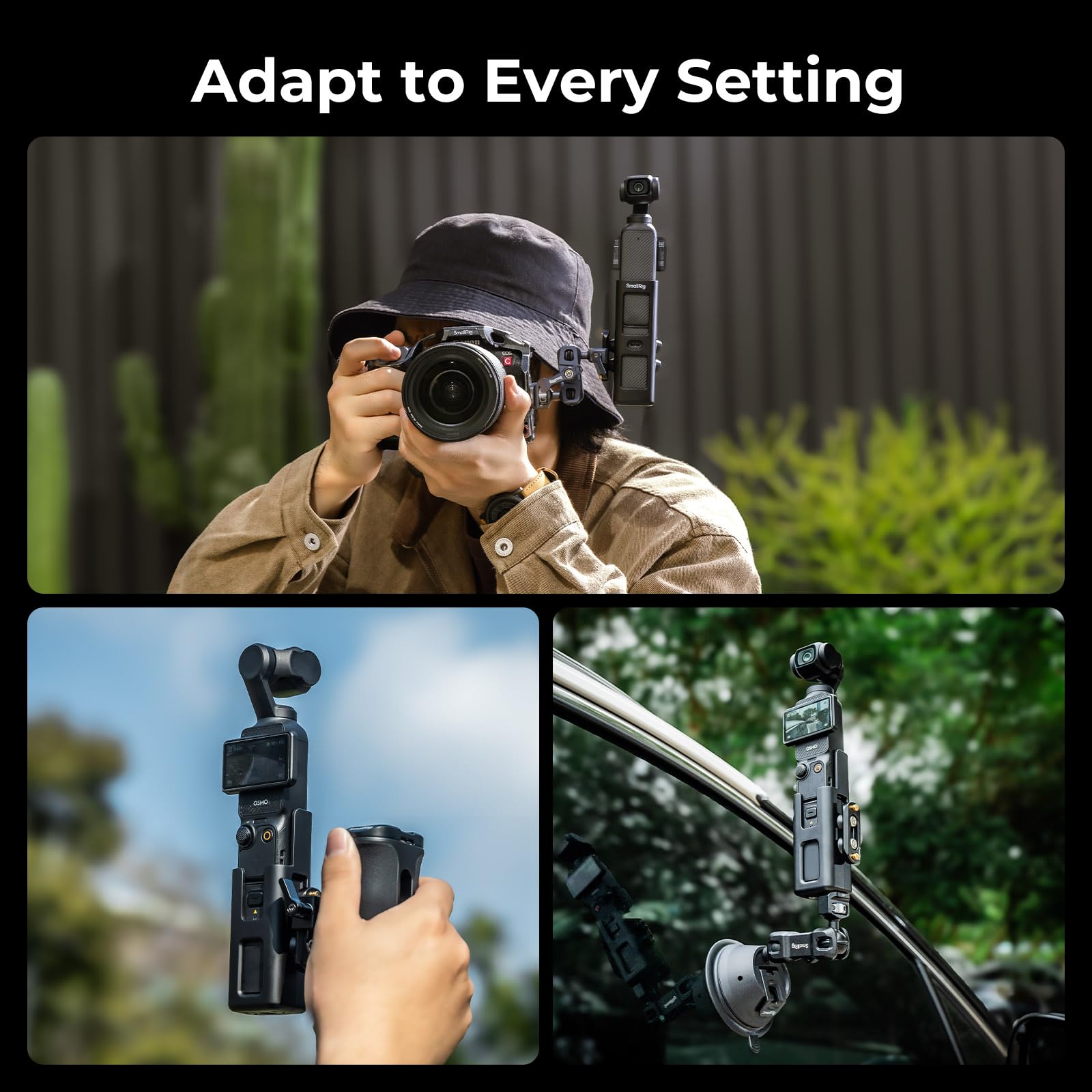 SMALLRIG Erweiterungsadapter-Zubehör für DJI Osmo Pocket 3, Schutzkäfig, mit 1/4"-20-Gewindebohrungen, Halterung für NATO-Schienen, Griffe, Magic Arms - 5117