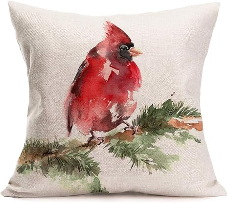 red cardinal pillow