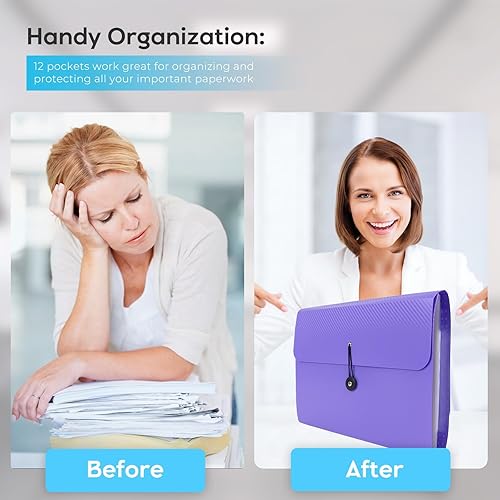 Miniatura 2 de Organizador de archivos de acordeón, carpeta de archivos expandible para clasificar documentos y papeles, organizador de almacenamiento de archivos
