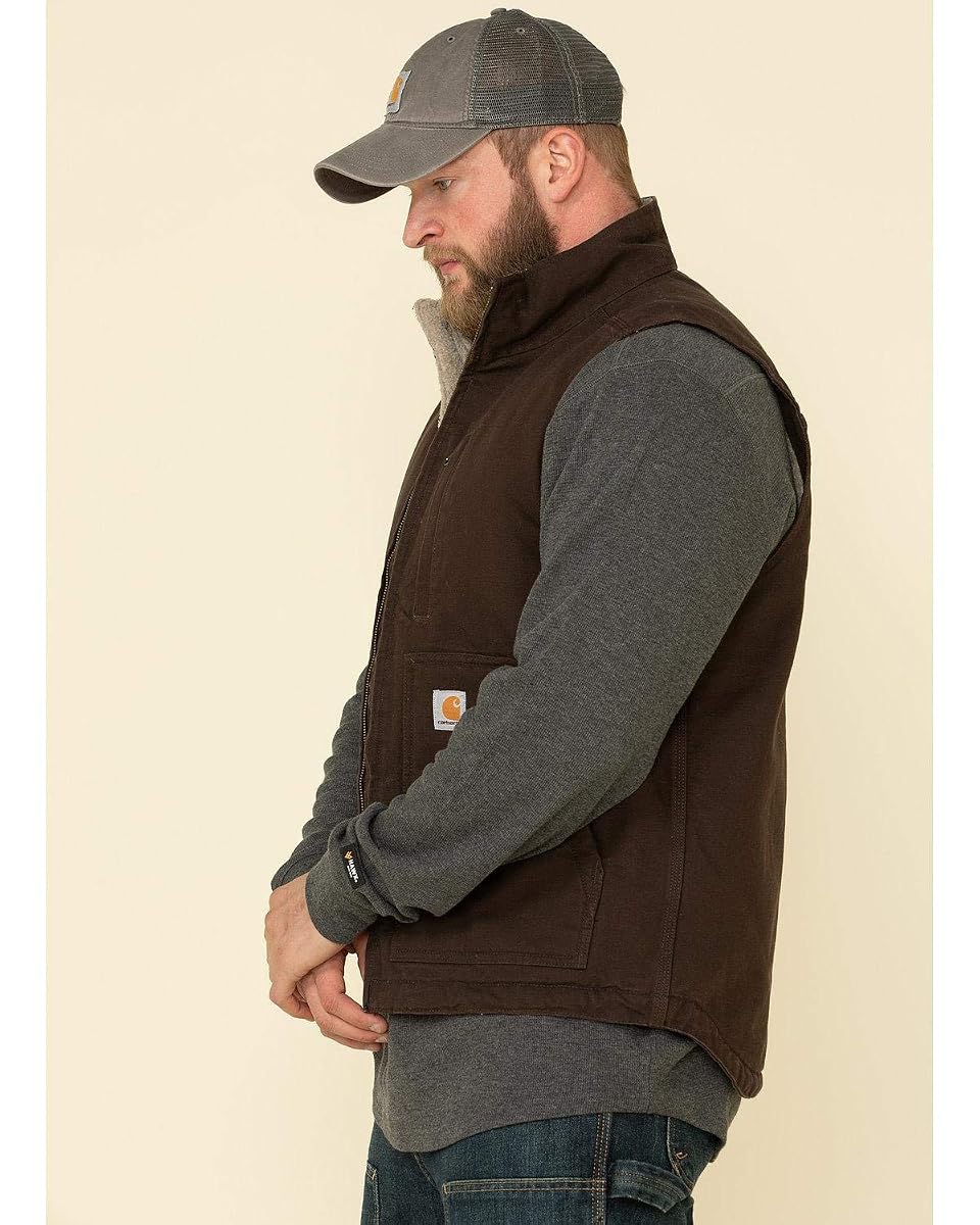 Carhartt Męska kamizelka o luźnym kroju, z podszewką ze spranej tkaniny sherpa, z okrągłym dekoltem