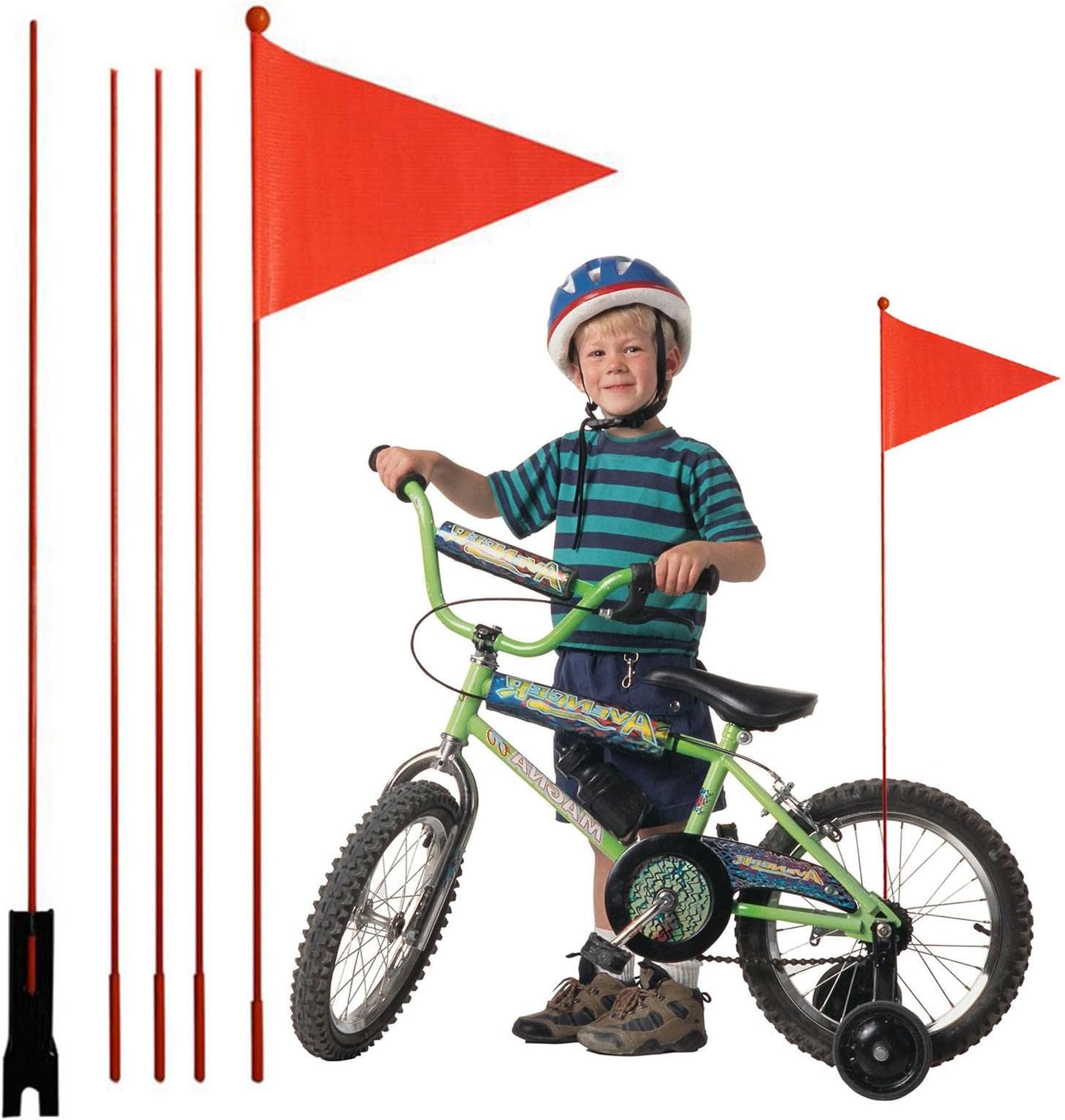 Weatail Safety Flag, Safety Flag With 220 /7Ft Kid Trailer Cycles Safety Flag Fiberglass Flag Poles Mounting Waterproof Flag Adjustable Height Flag