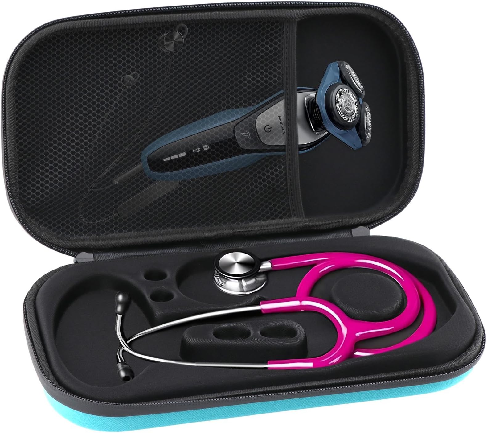 Stethoscope Holder Case With Double Mesh Pockets，Lightweight Thin Stethoscope Storage，Protects Any Stethoscope, Sphygmomanometer And Penlight (COLOR:Blue)