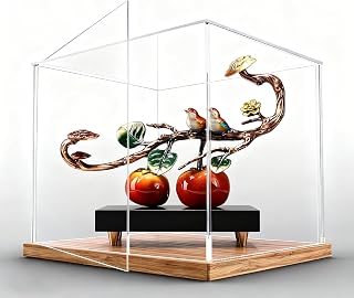 16 18 20 22 24 in Large Acrylic Display Case, Transparent Stackable Display Box with Wood Base, Toys Doll Car Model Assembled Organizer Box(45x10x10cm/18x4x4in)
