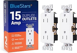 BlueStars Pack of 2 Duplex Electrical Wall Charger Outlet 15A/125VAC High-Speed Charging with Tamper-Resistant Shutter for Residential and Commercial Use, UL Listed