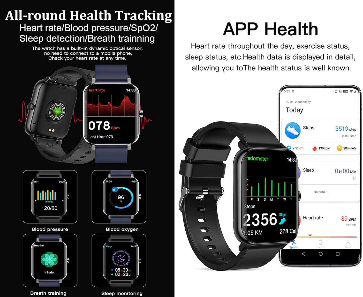 feifuns 2022 Smart Watch with Text and Call Receive/Dial for Android Phone Compatible, Fitness Watch with Voice Control Heart Rate SpO2 Sleep Tracker Sport Smartwatch for Women Men