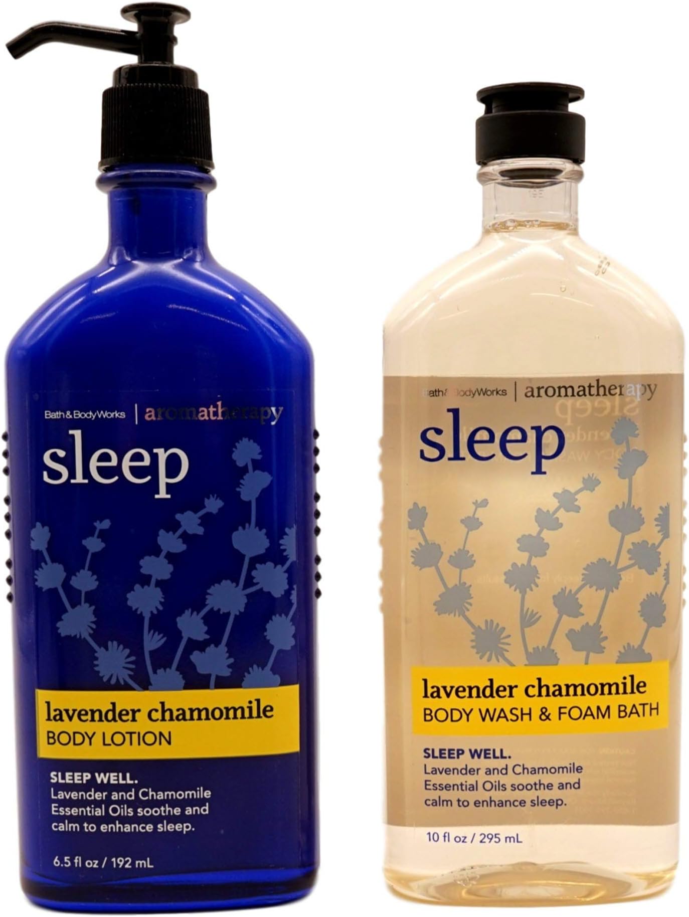 Bath & Body Works, Aromatherapy Sleep Body Lotion and Body Wash & Foam Bath, Lavender Chamomile (Bundle of 2)