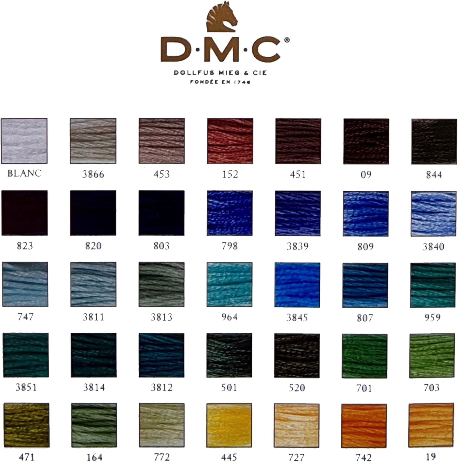 DMC Embroidery Floss, 35 Colors Scenic, DMC Cotton Embroidery Thread Assortment Pack Bundle with Hand Needles Size 5. Cross Stitch Supplies,Yarn Set, Premium String, Threads Kit