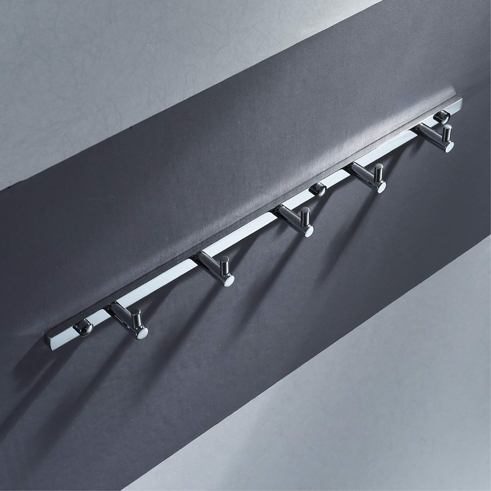 Handtuchhaken mit 5 Haken, Messing Kleiderhaken Wandhaken Hakenleiste Verchromt Mantelhaken, Garderobenhaken für Bad, Küche, Büro, Schraube Installation,2 Hooks