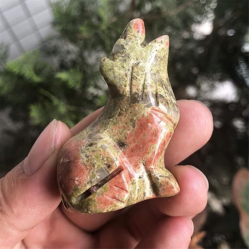 Miniatura 6 de Estatuas de lobo aullador de piedra lunar de 2 pulgadas, tallada a mano, animales sentados, lobos sentados, escultura de cristal curativo