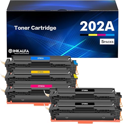 Cartuchos de tóner 202A 202X rendimiento estándar, paquete de 5 repuestos compatibles para HP 202A 202X Color Pro MFP M281fdw M281cdw M254dw M254