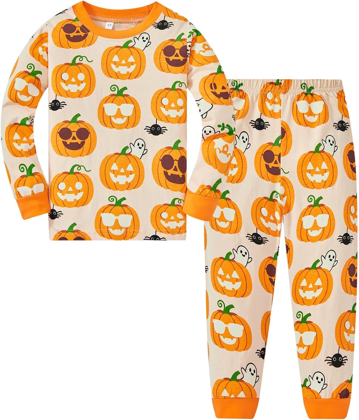 Toddler Boys Skeleton Pajamas Sets Kids Pumpkin Sleepwear Boys Halloween 2 Pcs PJS