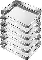 Vista 14 de Bandejas Pequeñas para Hornear Galletas de Acero Inoxidable 304 Bandeja Pequeña de Servir 10.4 x 8.1 x 1.1 Pulgadas (Diagonal 12.3) Recalentar