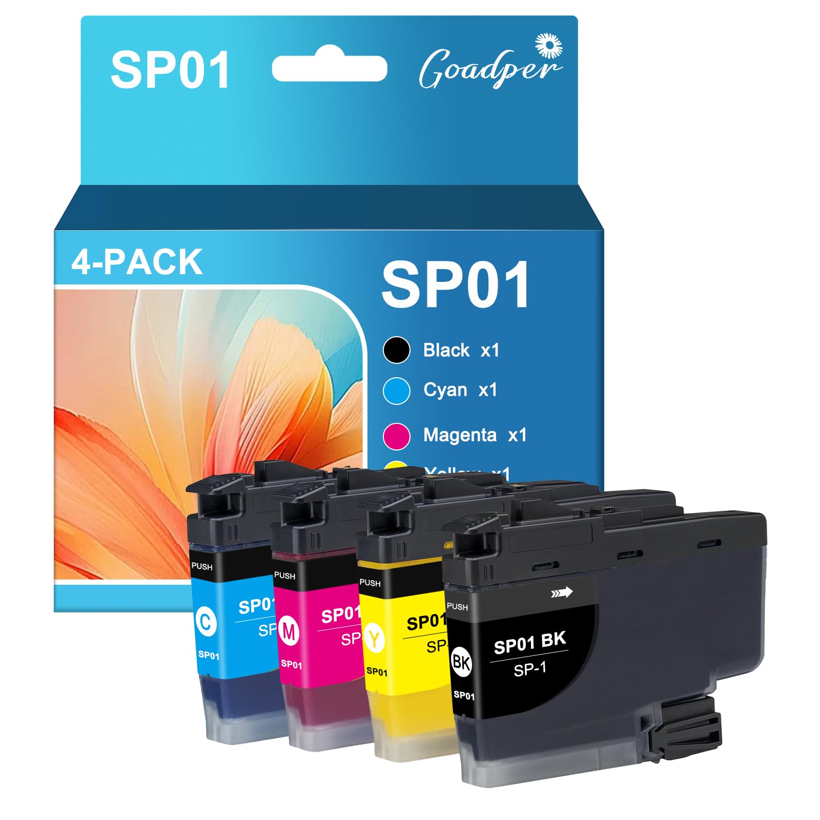 SP1 SP01 Cartucho de tinta de sublimación compatible con SP01BKS SP01CS SP01MS SP01YS para Brother SP1 SP01 SP01 SP-01 Impresora de sublimación (4 unidades)