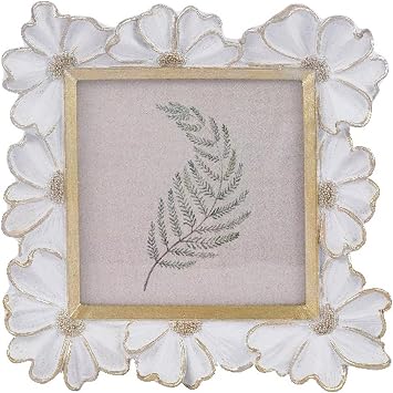 4x4 Picture Frame, White Picture Frames,Square Coquette Vintage Daisy Floral Tabletop & Wall Mounted Dual Use Family Photo Frame for Wedding Holiday Gift,1pcs