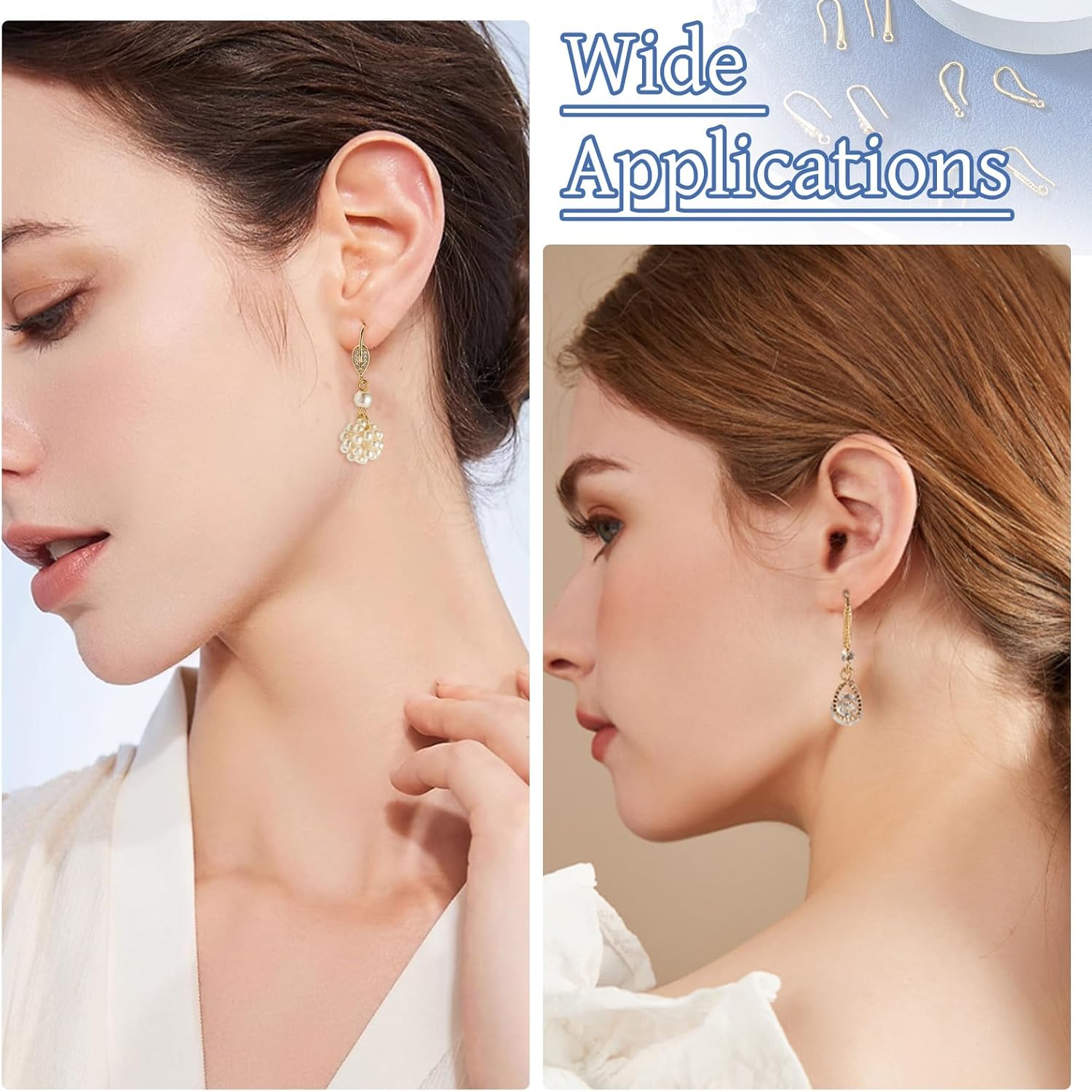 Pandahall 18Pcs Cubic Zirconia Earring Hooks Gold Plated Brass French Ear Wires Fish Hooks Ear Wire with Dangle Loops for DIY Jewelry Earring Making Findings - Image 4