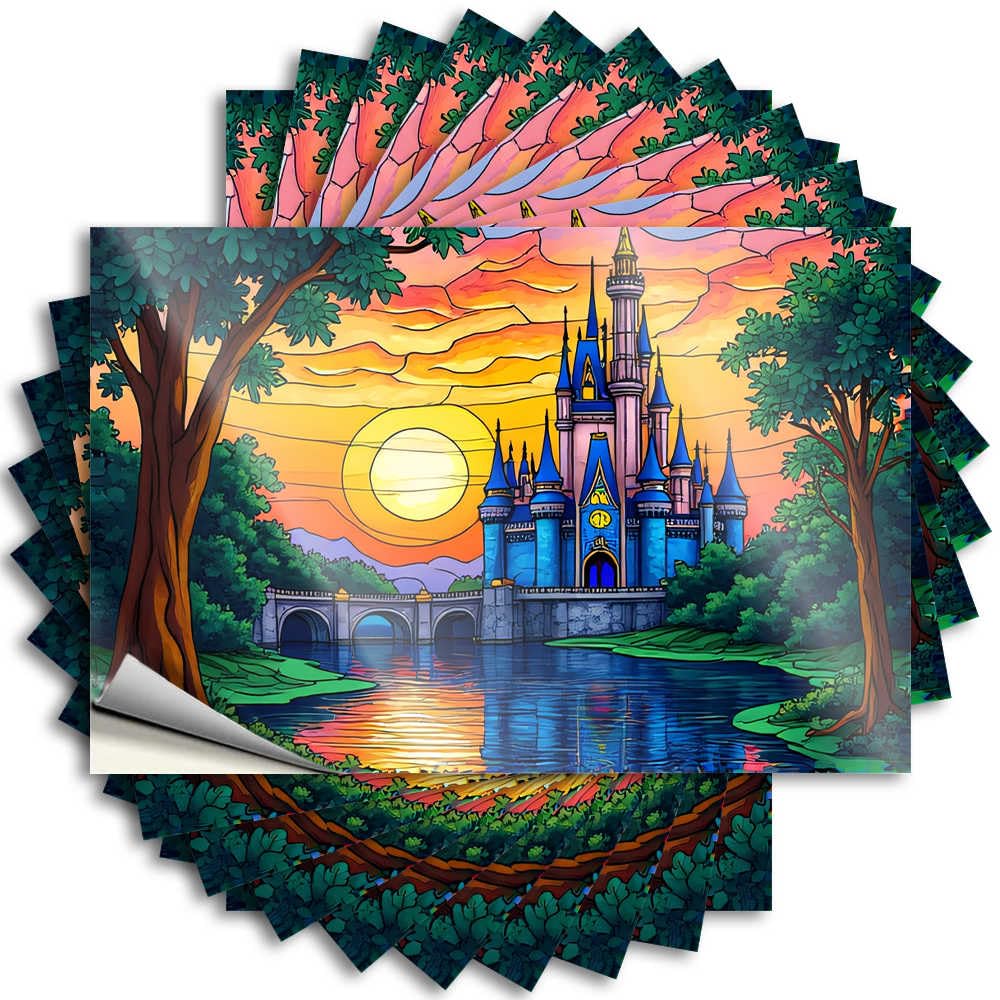 Sticker - Reading Bumper Enchanted Castle At Sunset for Double Backyard Decor(12X18CM)
