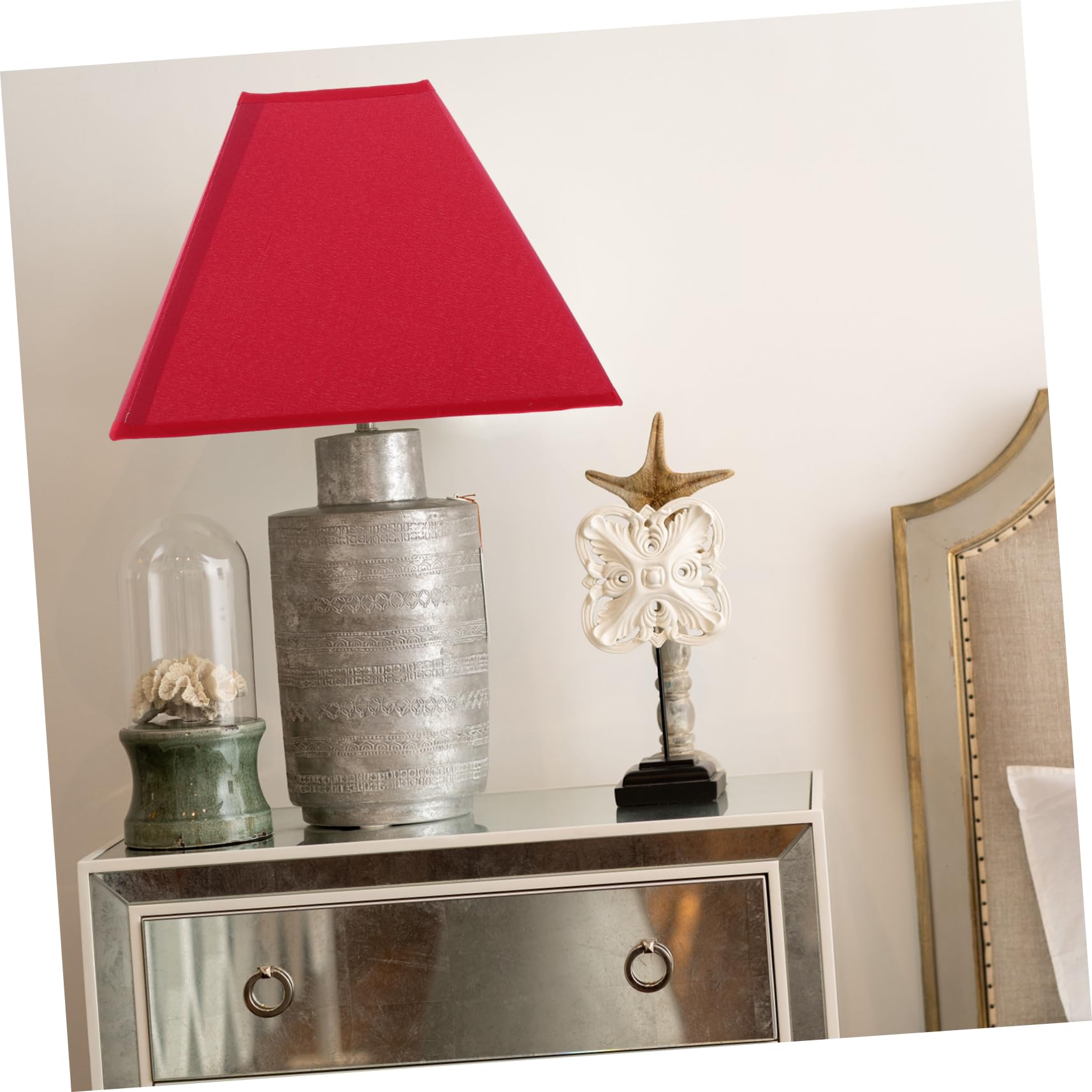 Tofficu Abat-jour Accessoire pour Couvercle de Lampe Éclairage Décoratif Diffus et Protection Murale en Tissu Rouge pour Lampe de Plafond et Murale pour Chambre