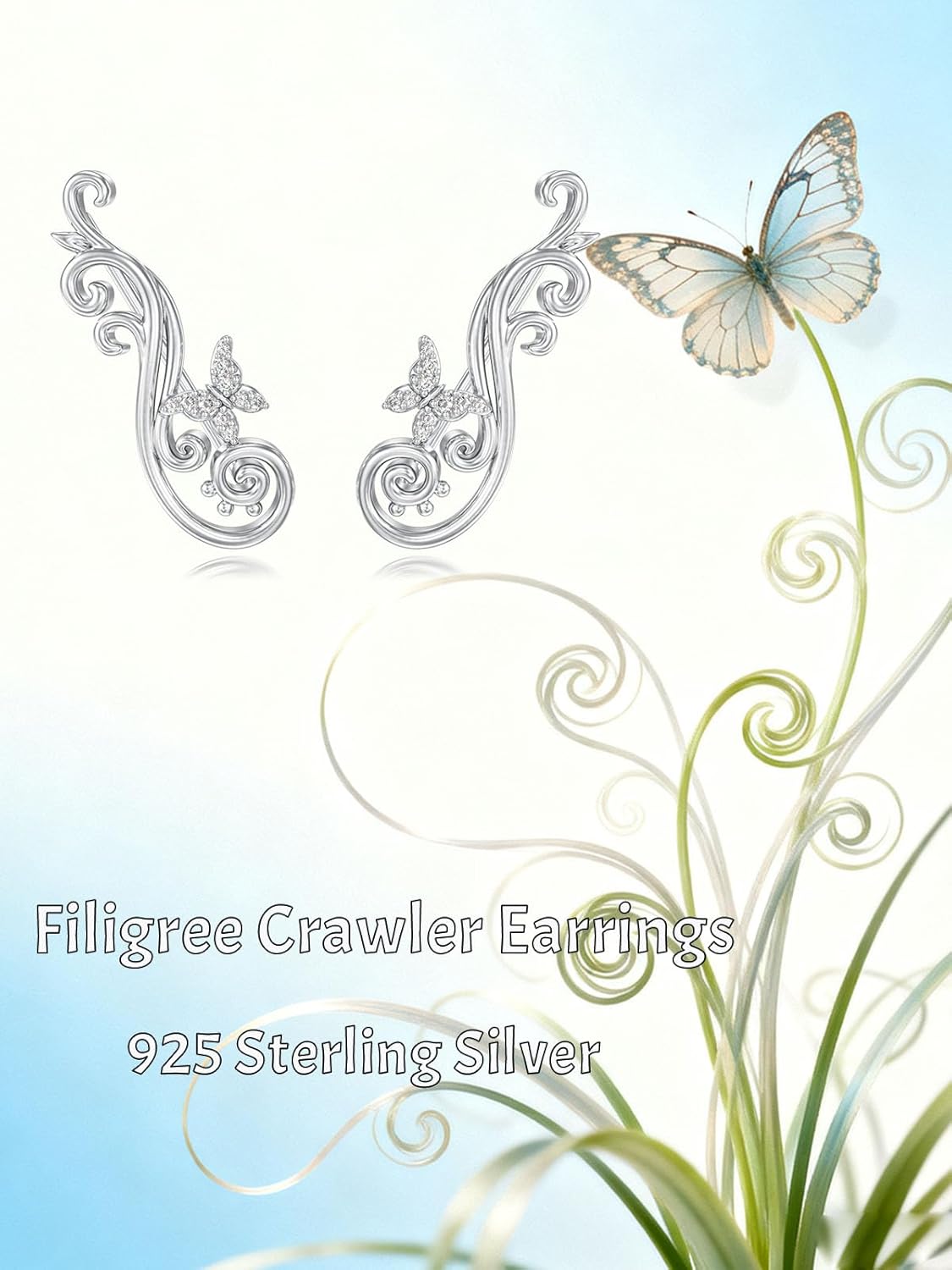 Ear Climbers Earrings for Women 925 Sterling Silver Filigree/Daisy Ear Crawler Earrings Vintage Filigree Jewelry Gifts for Her - Image 6