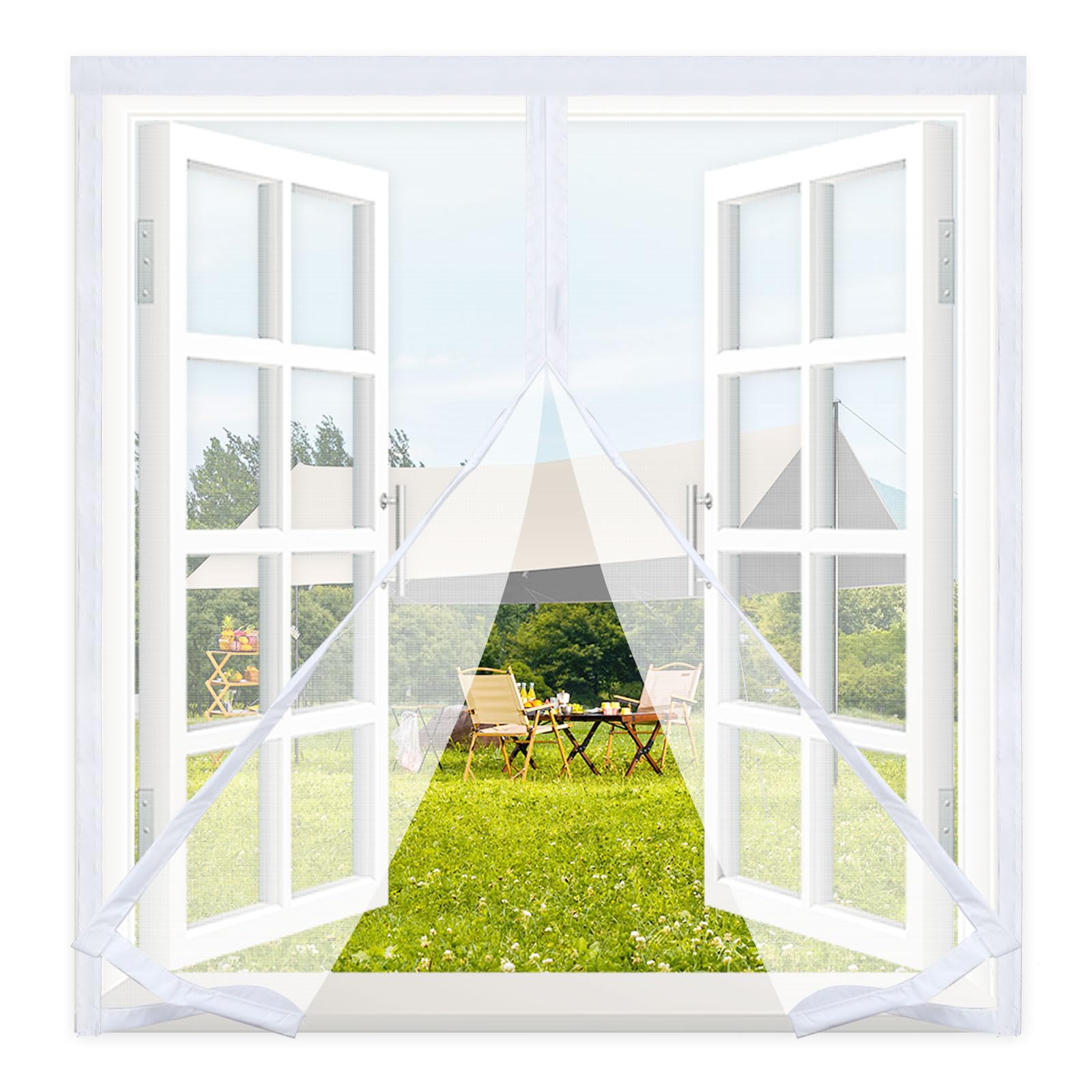 Magnetic Fly Screen Window 115x125cm,Window Fly Screen net with Self-Adhesive Tape,Mesh Fly Curtain Mosquito Net for Windows,Window Protector Net to Keep Bugs Out, for All Kinds of Window,White