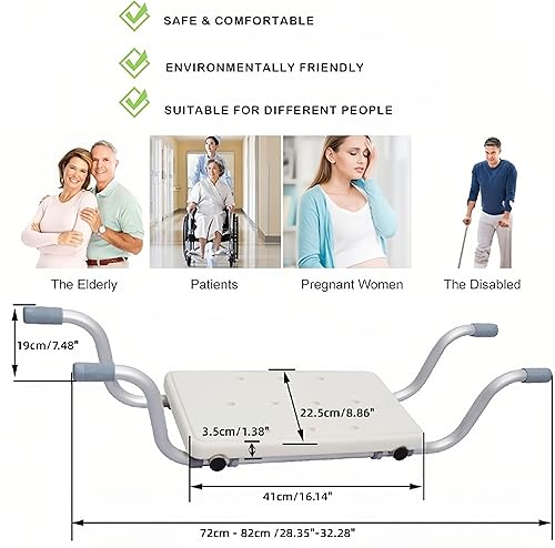 Miniatura 4 de Asiento de banco de baño resistente, silla de ducha suspendida de aleación de aluminio, asiento de baño para adultos mayores, personas mayores