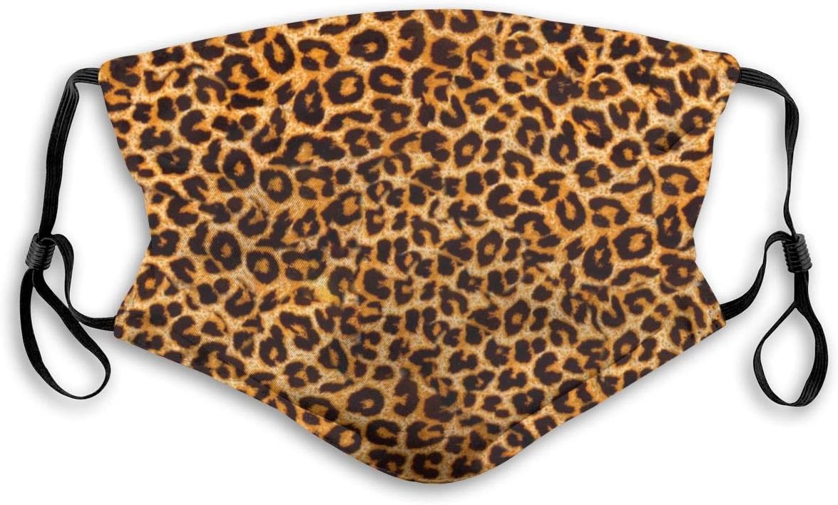 123ZoeB Face Cloth 5 Layer Shiled Facial Reusable Panther Leopard Print Protect Dustproof Women Adult with Filter Adult